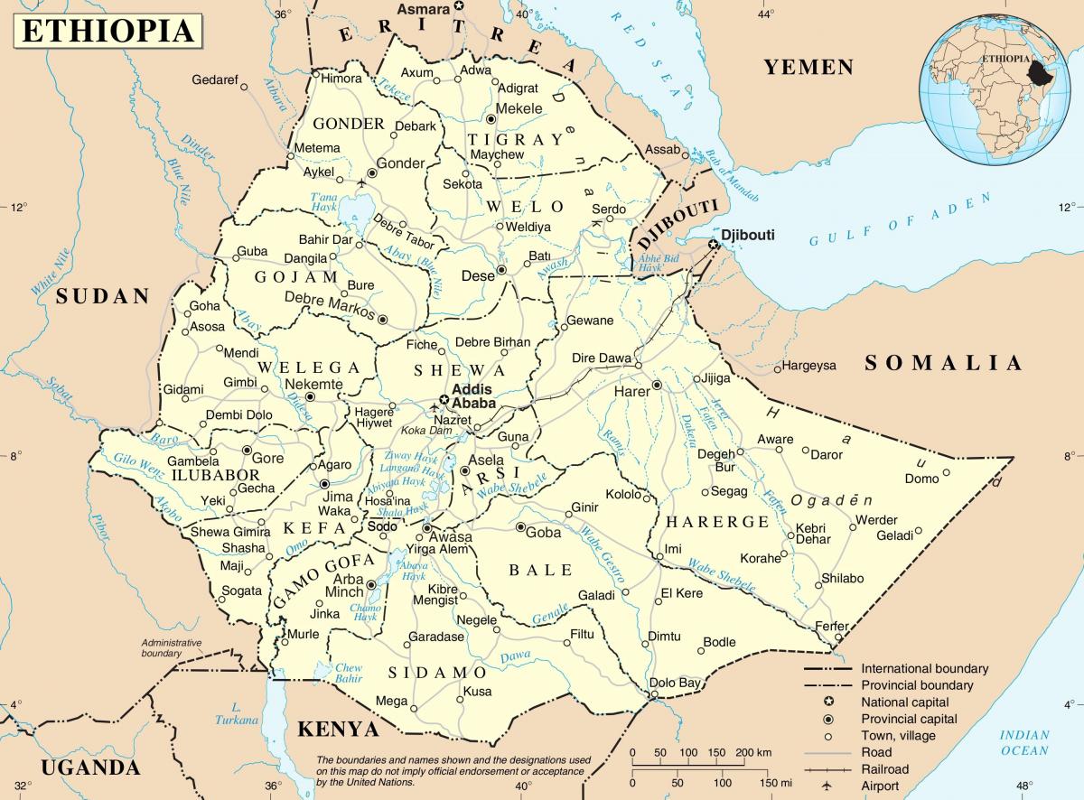 political map of Ethiopia