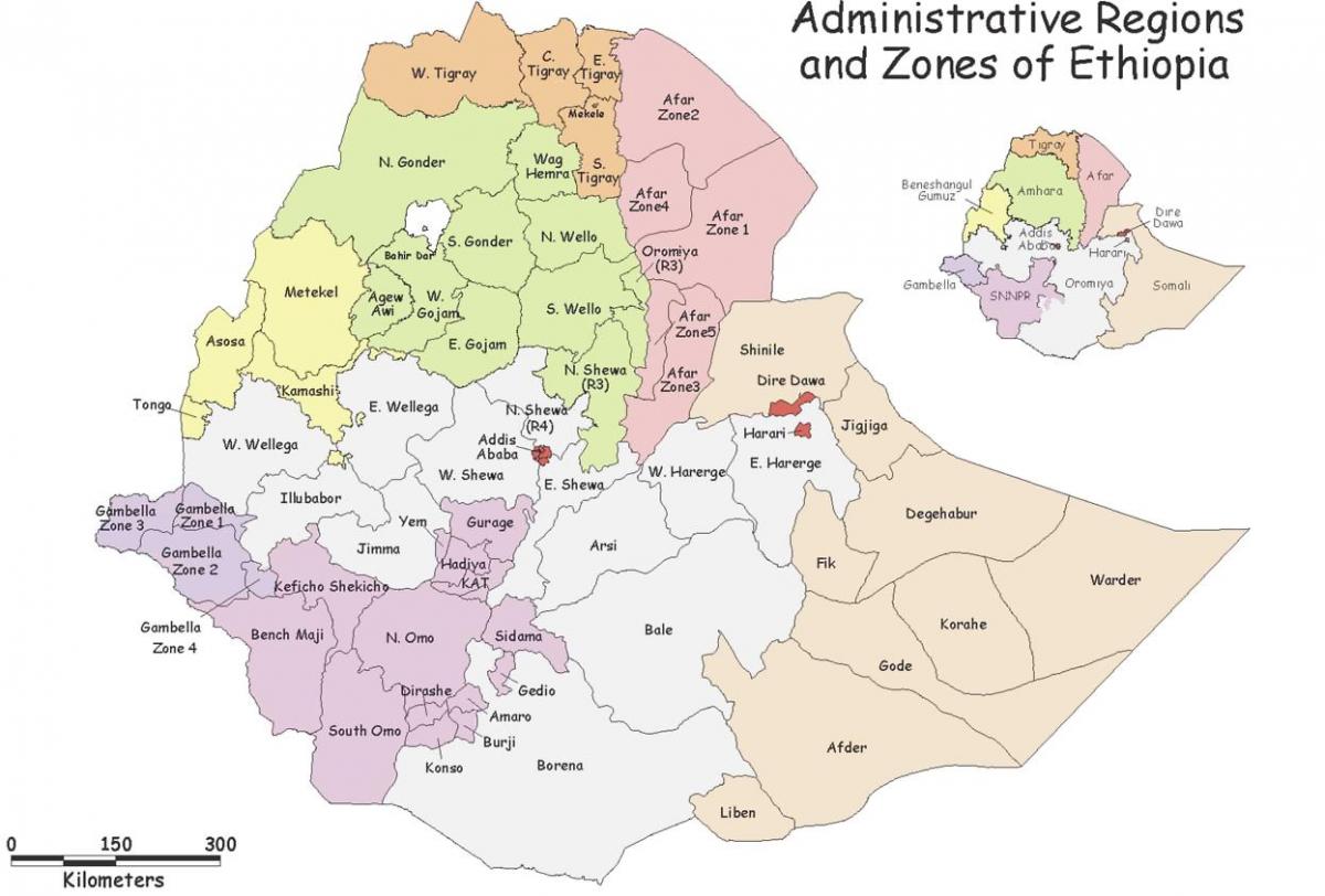 Ethiopian map by region