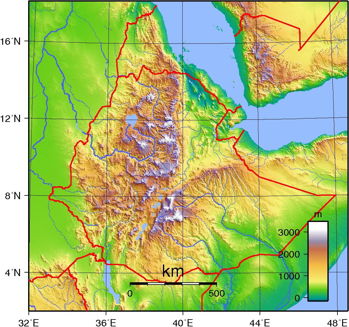 Ethiopian Highlands Africa Map