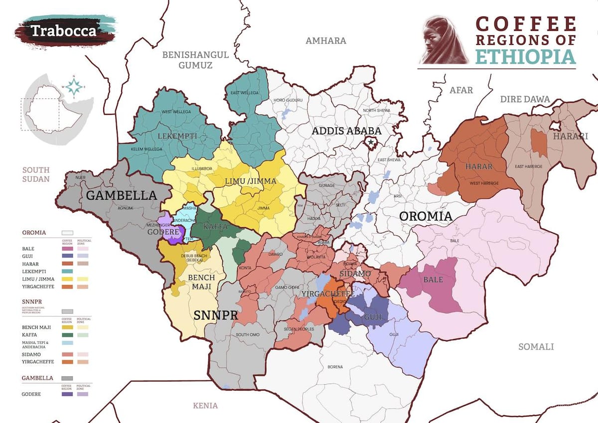 map of Ethiopia coffee
