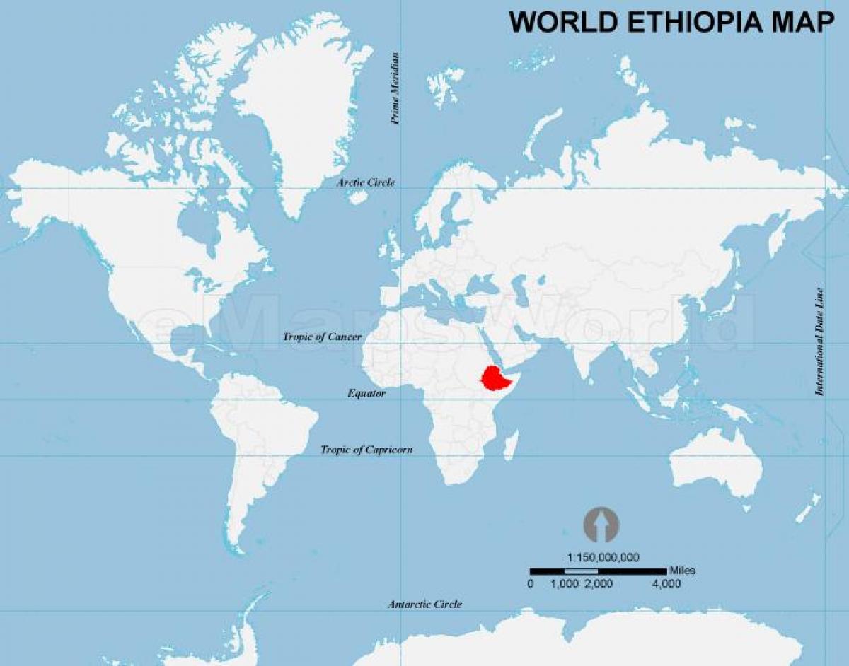 map of Ethiopia location on world