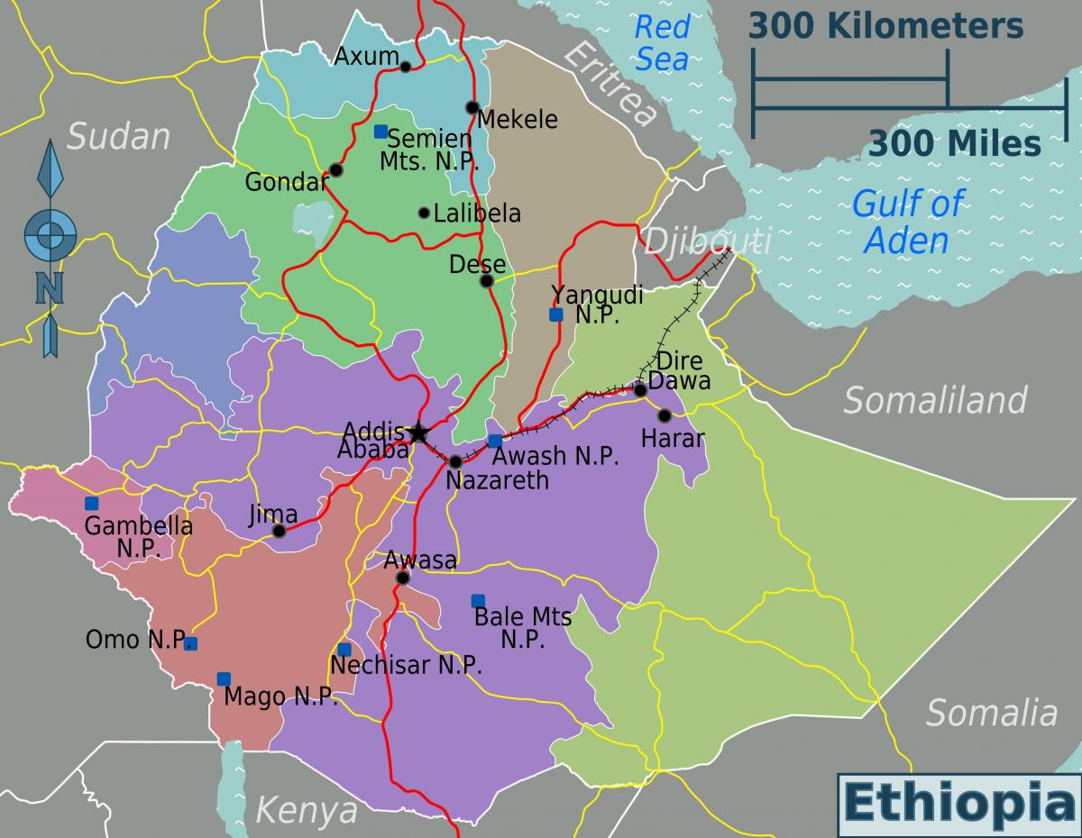 Ethiopia tourist attractions map