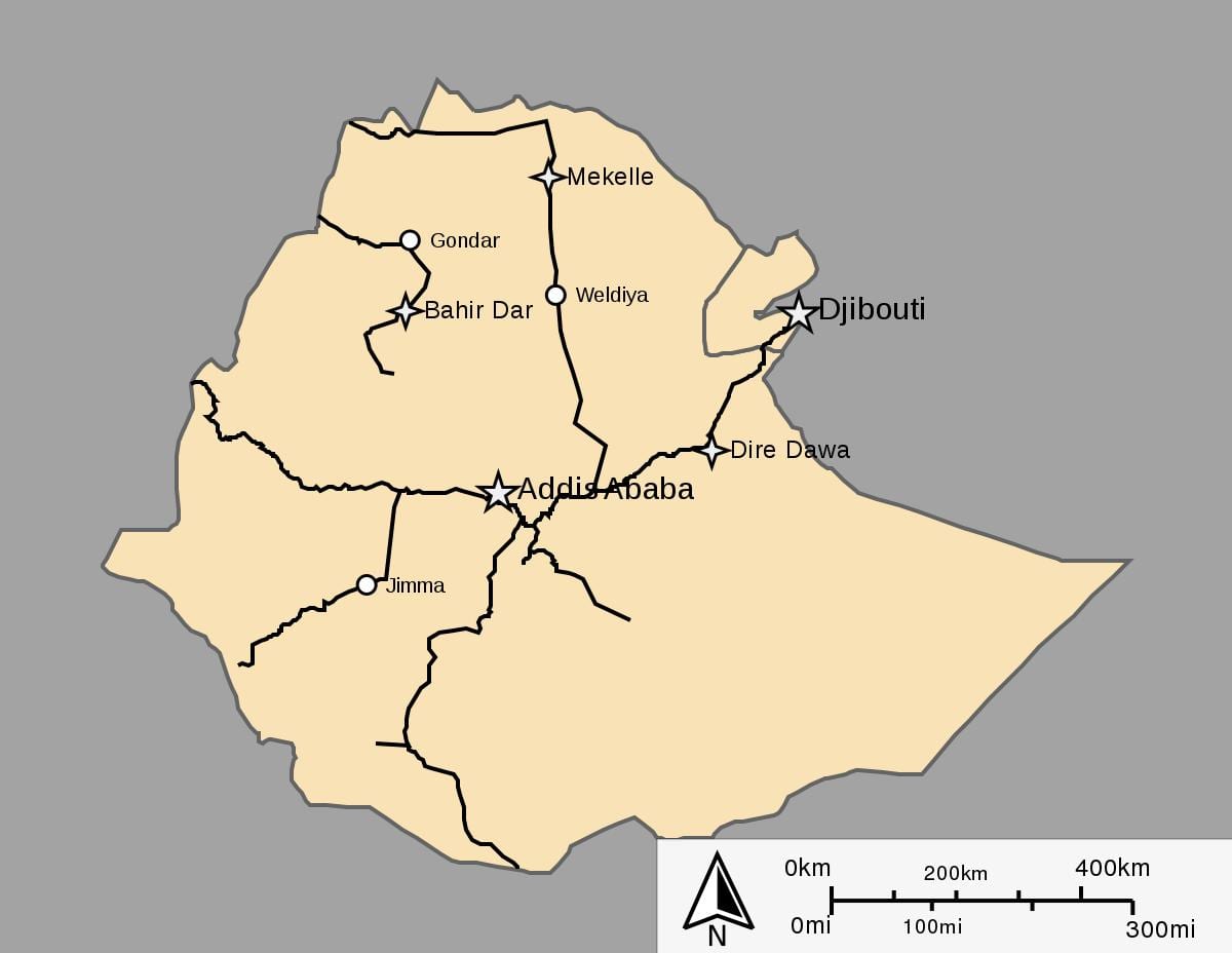 map of Ethiopia train