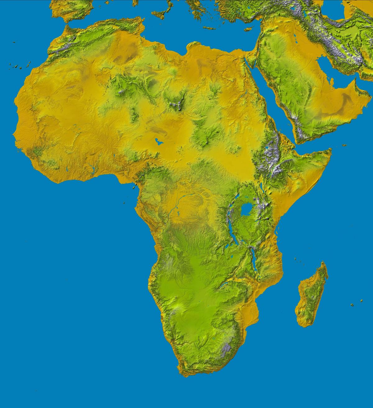 map of Ethiopian highlands on world