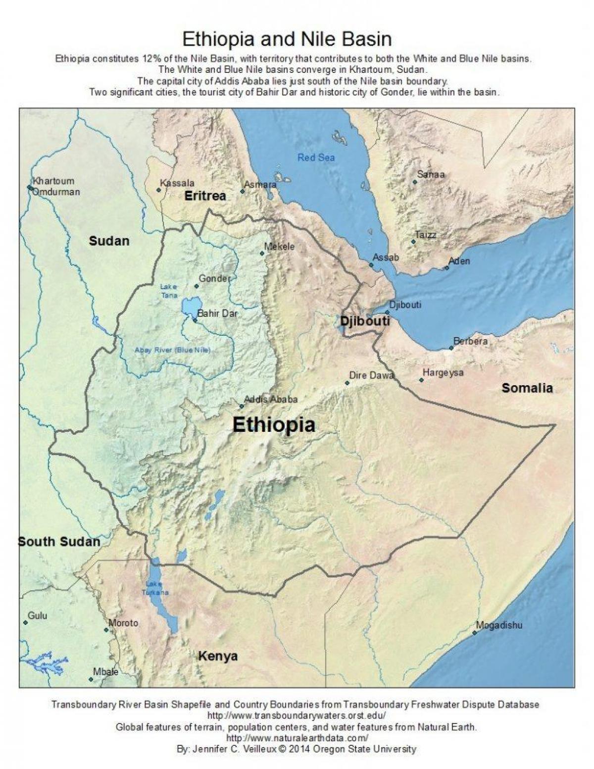 Ethiopian plateau on map