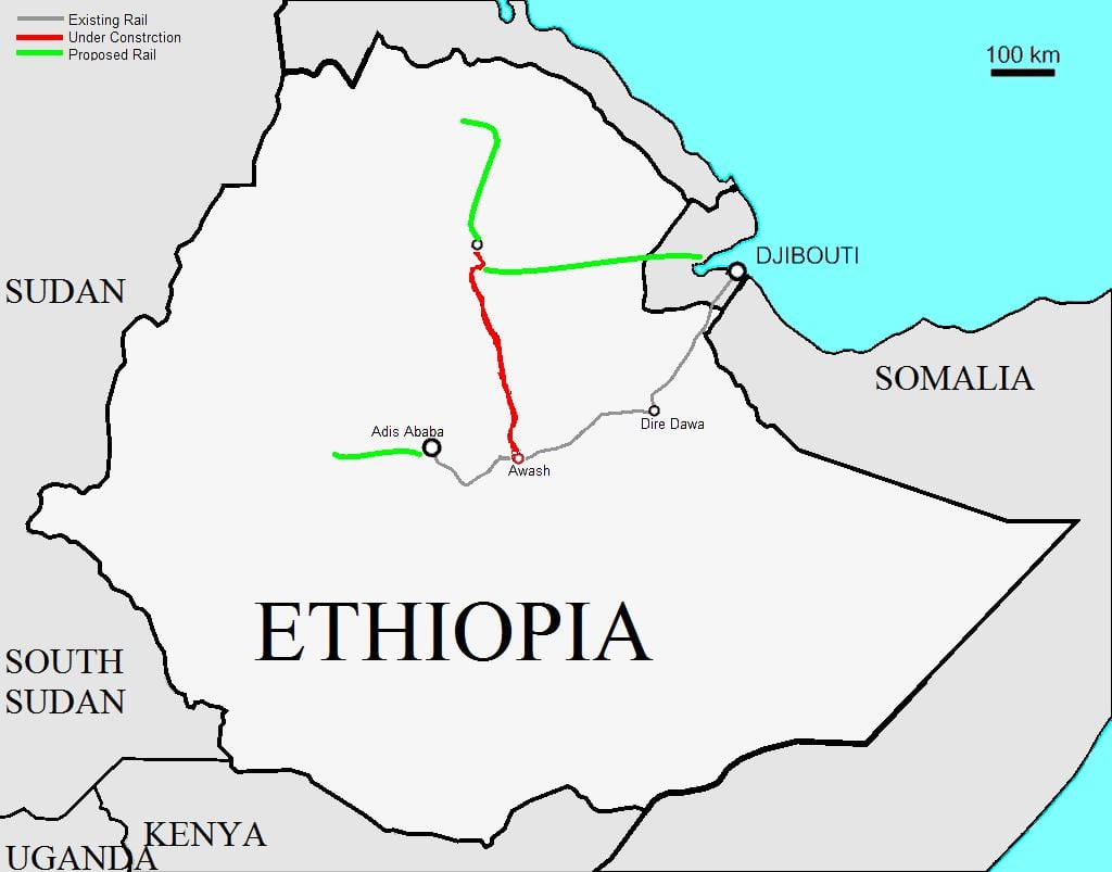 Ethiopian railway map