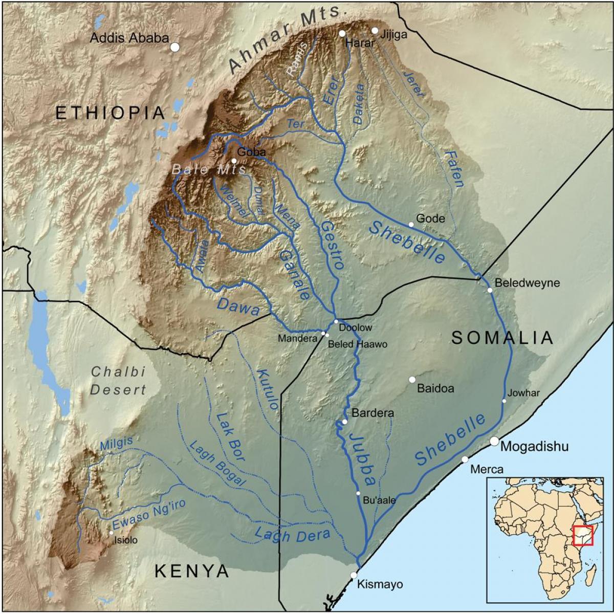 map of Ethiopian rivers