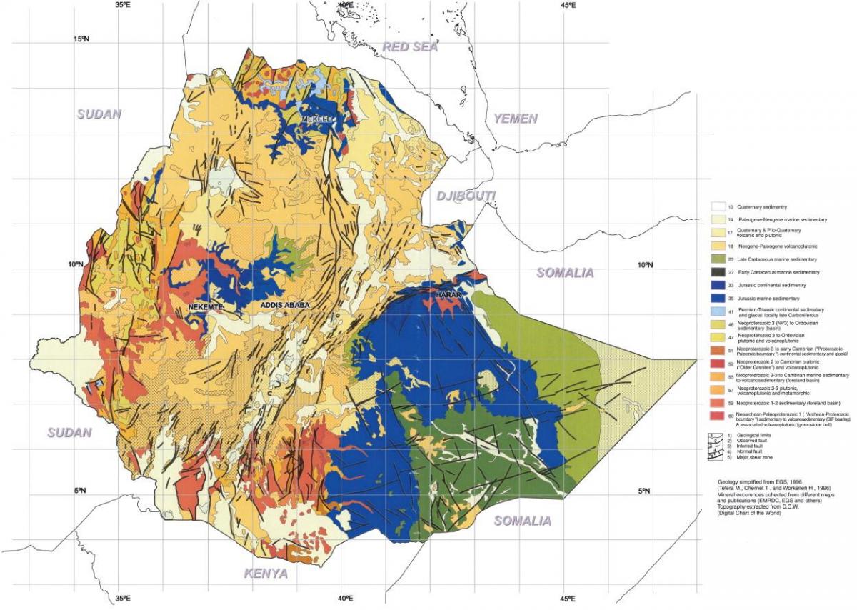 map of geological map of Ethiopia