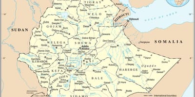 Current map of Ethiopia
