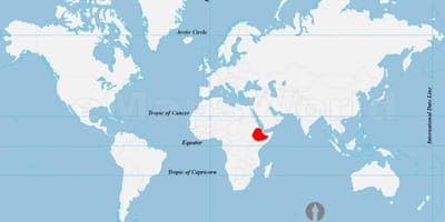 Map of Ethiopia location on world