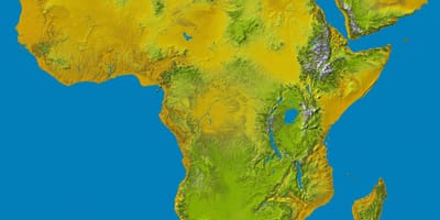 Map of Ethiopian highlands on world