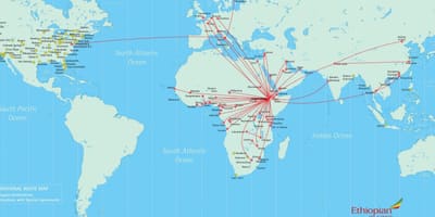 Map of Ethiopian route