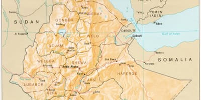 Map of Ethiopia during derg
