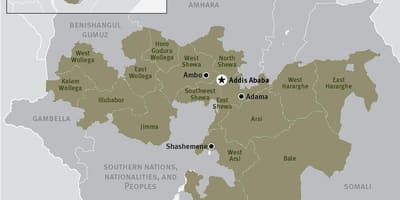 Map of oromia region in Ethiopia
